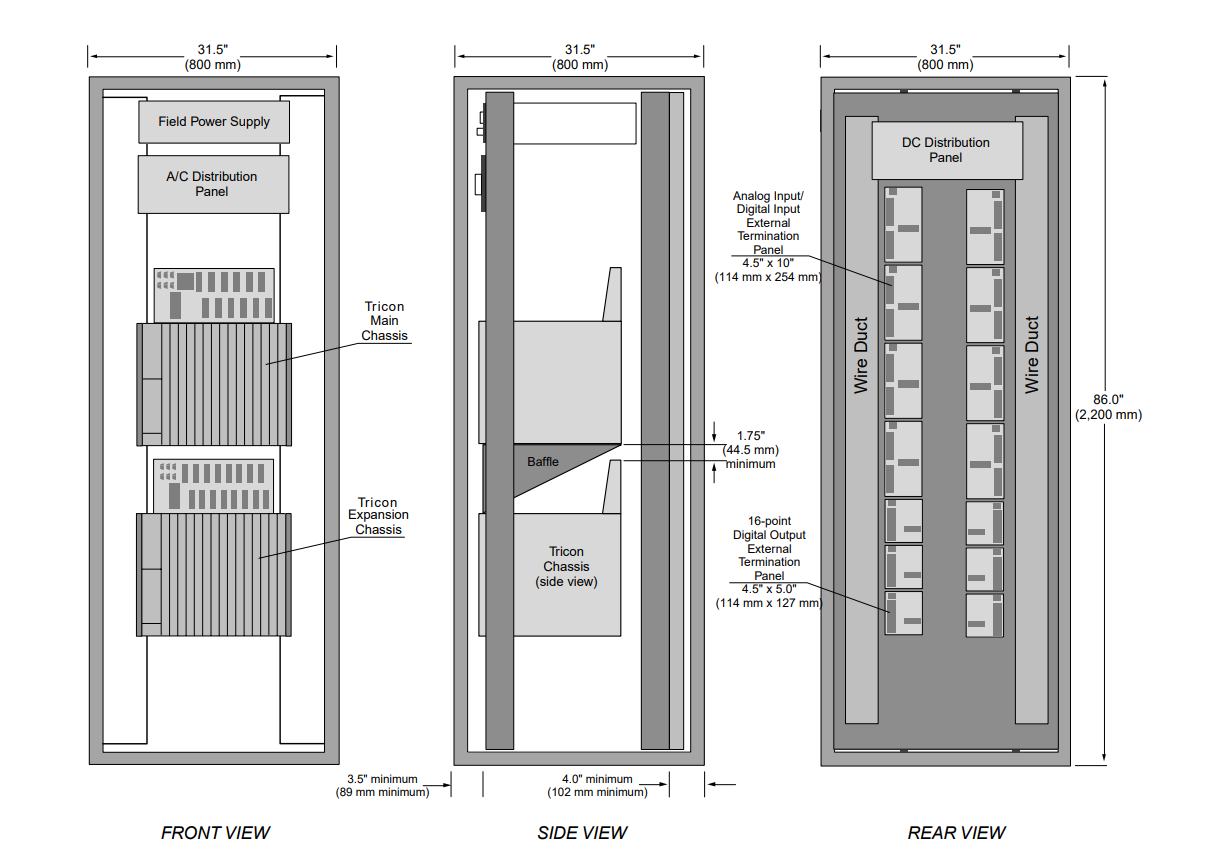 Typical Dimensions and Clearances for Chassis Installation with External Terminations